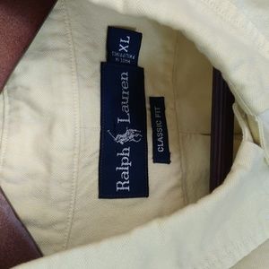 Ralph Lauren Yellow Men's shirt, short sleeve, preppy, classic fit size XL